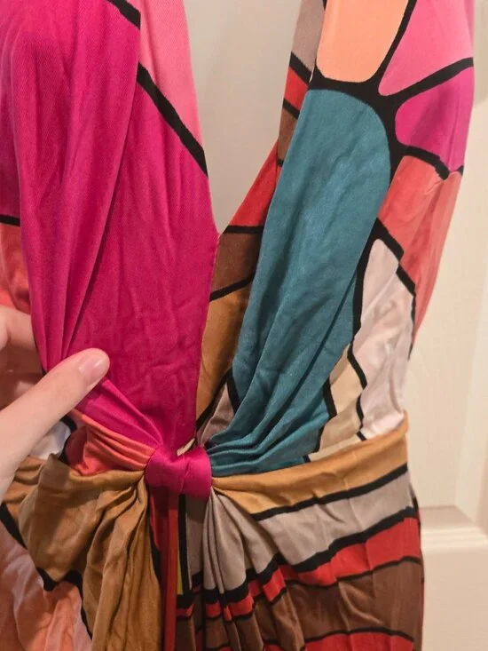 Issa London Silk Rainbow Halter Sleeveless Maxi Dress Size 10 - Picture 9 of 13